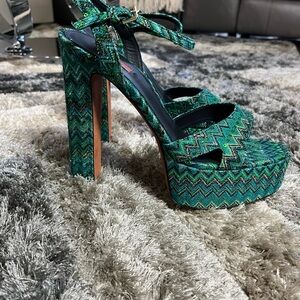 Missoni Zigzag Green Platform Heels